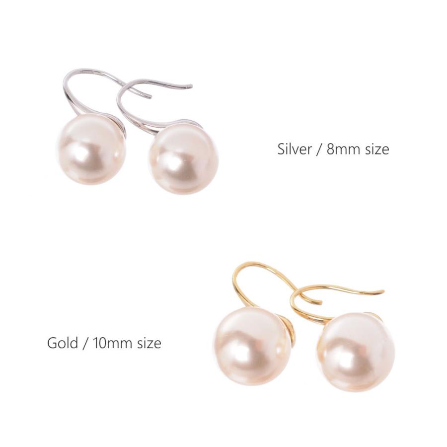 Cuiller　ホワイトパールピアス / イヤリング《8ミリ/10ミリ》 フェイスラインを美しく魅せるスプーンフック |  | 12