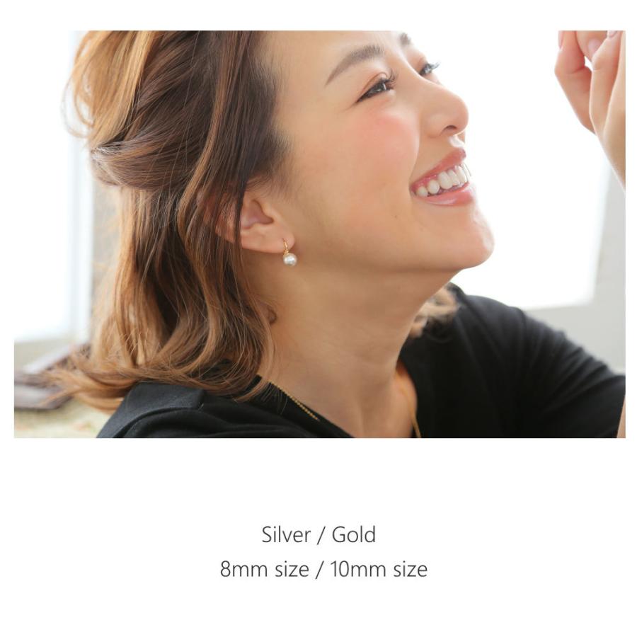 Cuiller　ホワイトパールピアス / イヤリング《8ミリ/10ミリ》 フェイスラインを美しく魅せるスプーンフック |  | 13