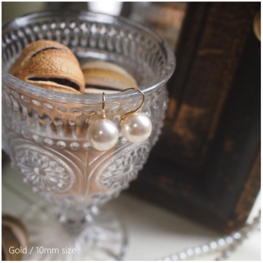 Cuiller　ホワイトパールピアス / イヤリング《8ミリ/10ミリ》 フェイスラインを美しく魅せるスプーンフック |  | 14