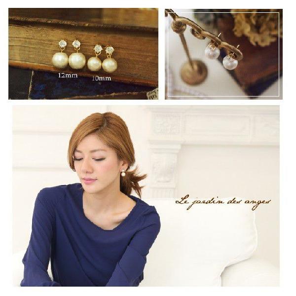 キュービックジルコニア×軽やかコットンパールピアス 12mm　好感度の高いスタイルへ導く |  | 01