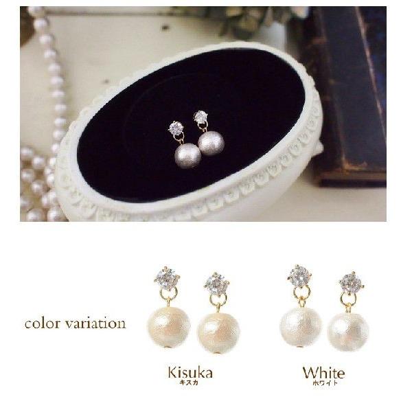 ブリリアントカットストーン×10mmコットンパールピアス/軽やかな着け心地 |  | 02