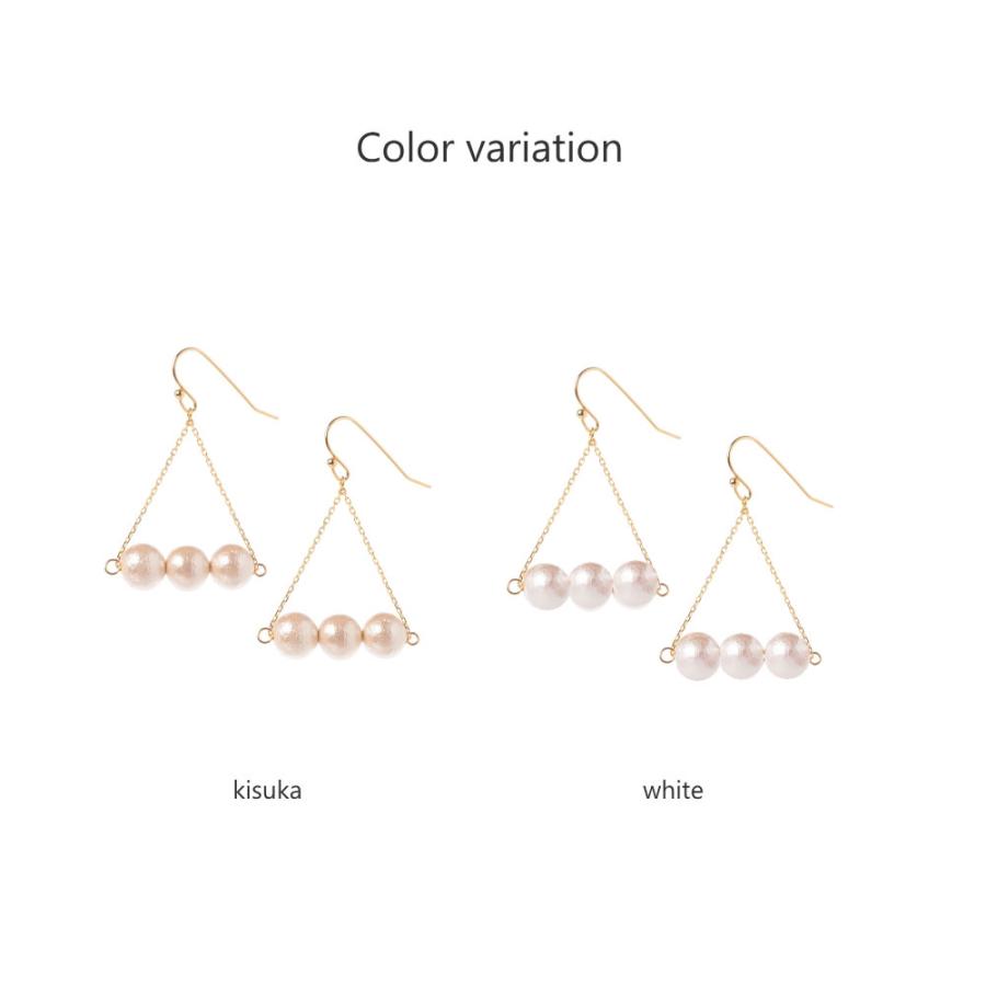 トライアングルチェーン コットンパールピアス / イヤリング 揺れるコットンパール 軽やかさにときめく 樹脂イヤリング ポストピアス |  | 11
