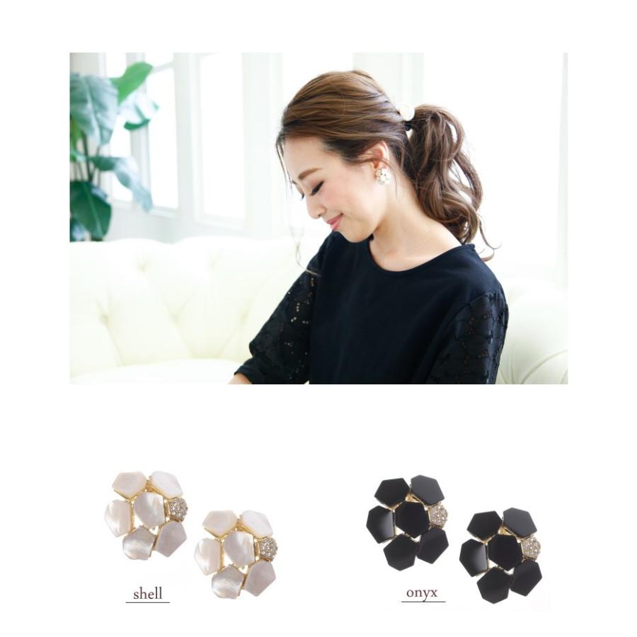 シェル オニキス パヴェピアス/イヤリング ノーブルな美しさ　チタンポスト |  | 05