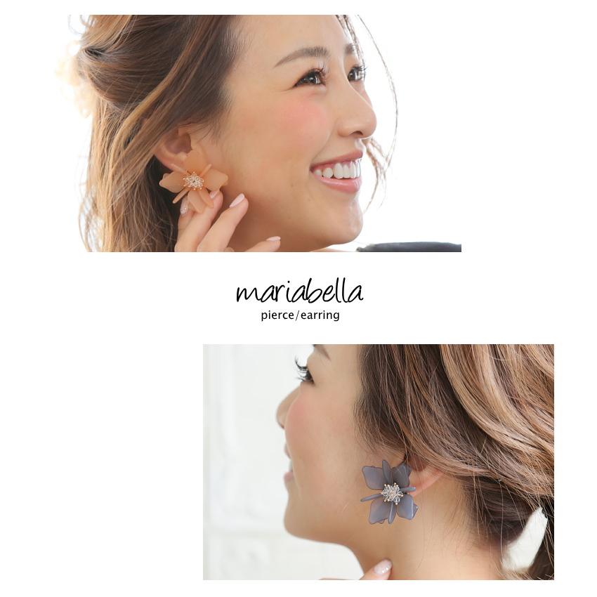 ビッグフラワー ピアス / イヤリング マット 【宅急便発送】低アレルギー チタンポスト 大きめ 半透明 トランスルーセント ビーズ |  | 09