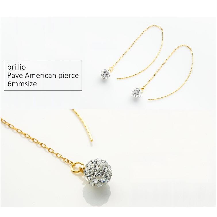 パヴェボール 6mm アメリカンピアス ラインストーン ゴールド / シルバー あずきチェーン クリア パヴェ |  | 03