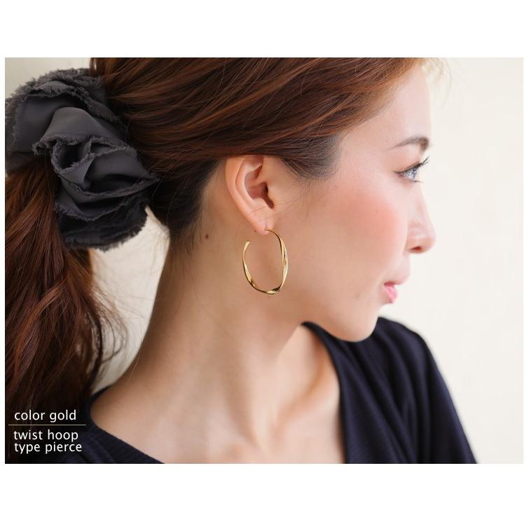 ツイスト フープピアス / イヤリング ゴールド 低アレルギー チタンポスト |  | 07
