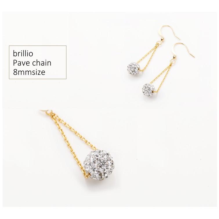 8mm パヴェボール チェーン ピアス イヤリング 3cm オリジナルデザイン