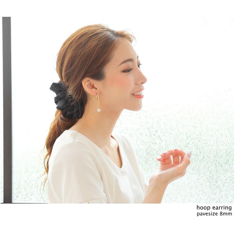 8mm パヴェボール チェーン ピアス イヤリング  8mm 3cm オリジナルデザイン 日本製 |  | 05