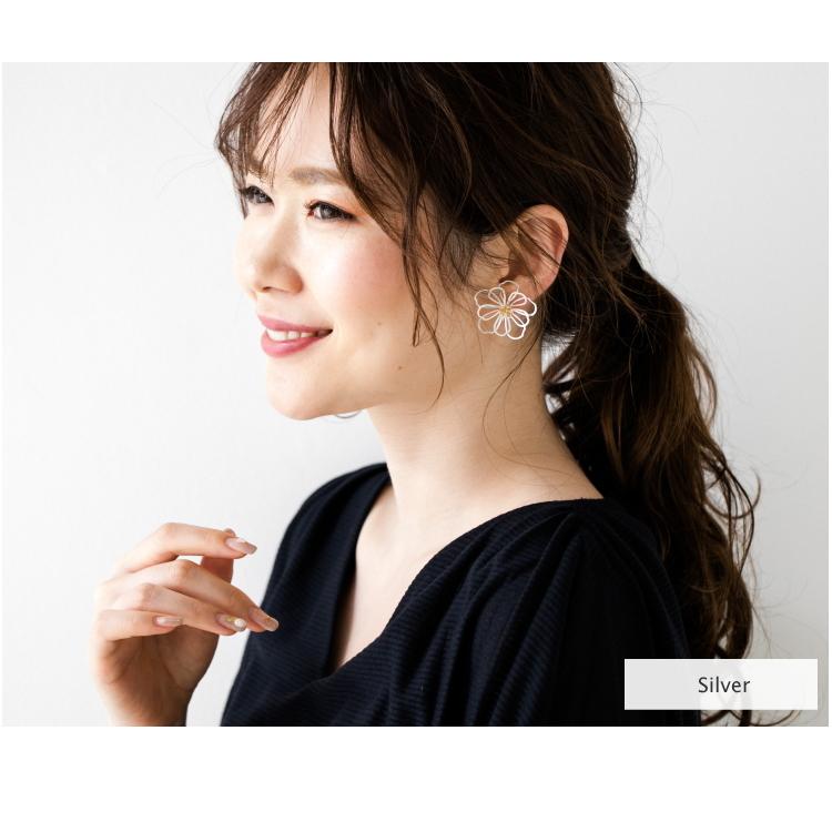 バイカラー フラワー ピアス イヤリング Lサイズ つや消し マット |  | 06