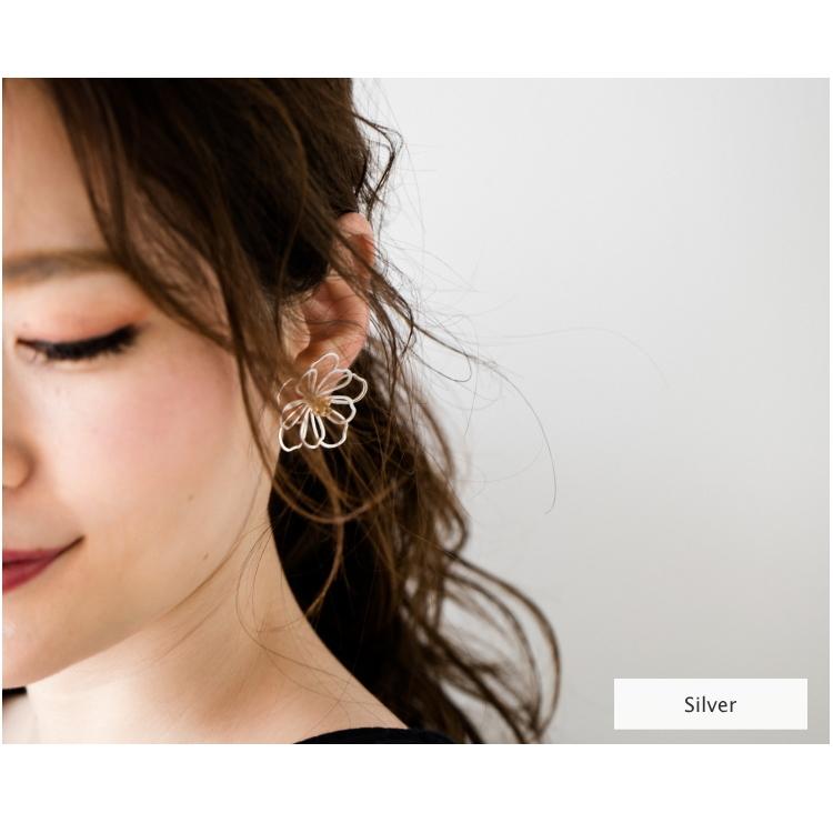 バイカラー フラワー ピアス イヤリング Lサイズ つや消し マット |  | 07