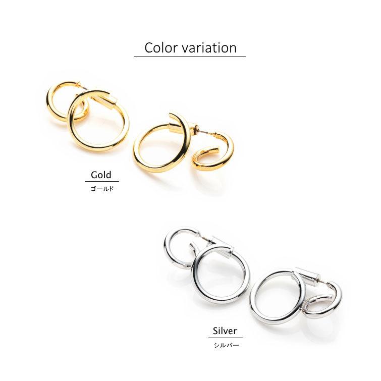 ダブルサークルピアス 2Wayデザインキャッチ メタルリング |  | 06