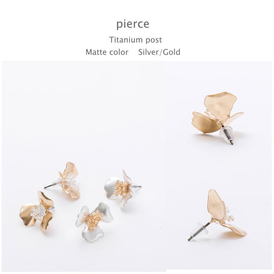 マット メタルフラワー Sサイズ ピアス イヤリング バイカラー チタン |  | 03