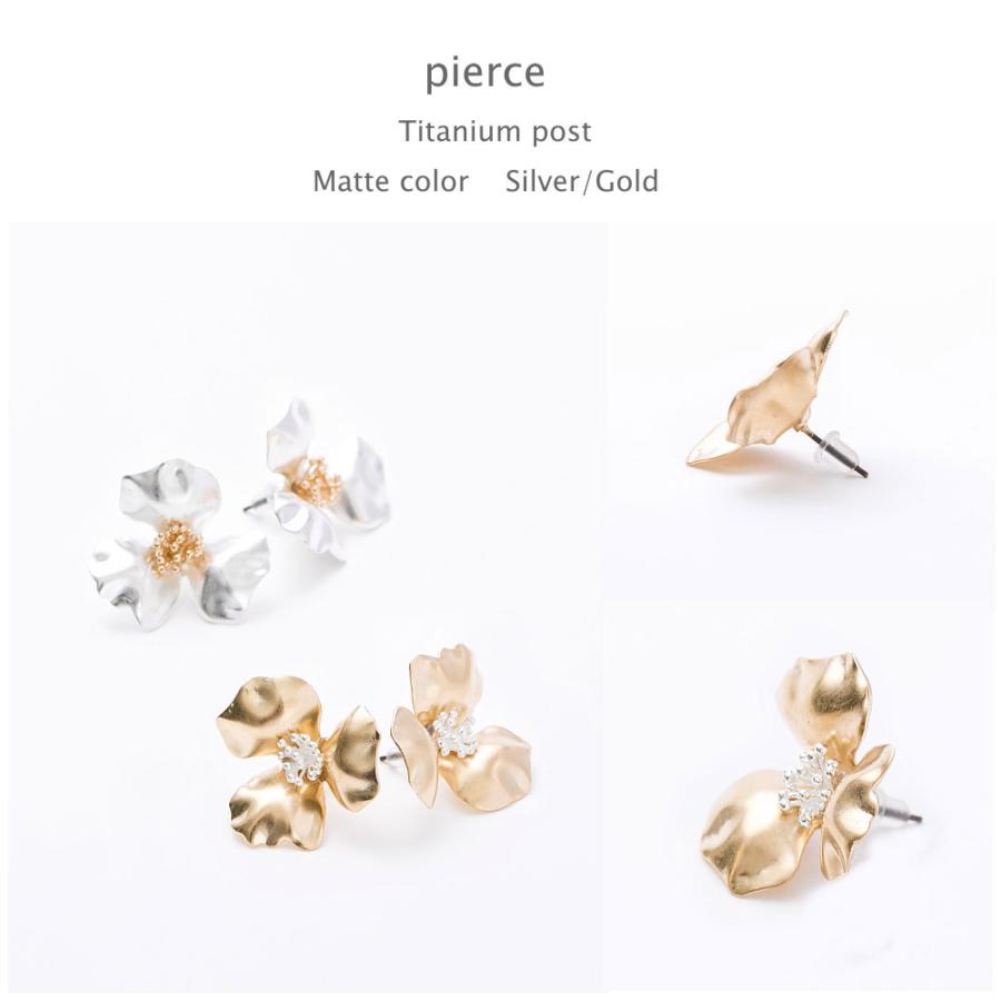 マット メタルフラワー Lサイズ ピアス イヤリング バイカラー チタン |  | 03