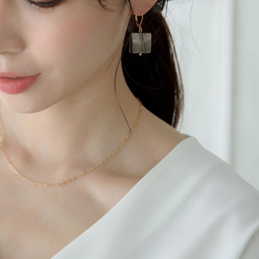 スクエア ブラック シェル 黒蝶貝 ピアス イヤリング フレンチフック フープ |  | 07