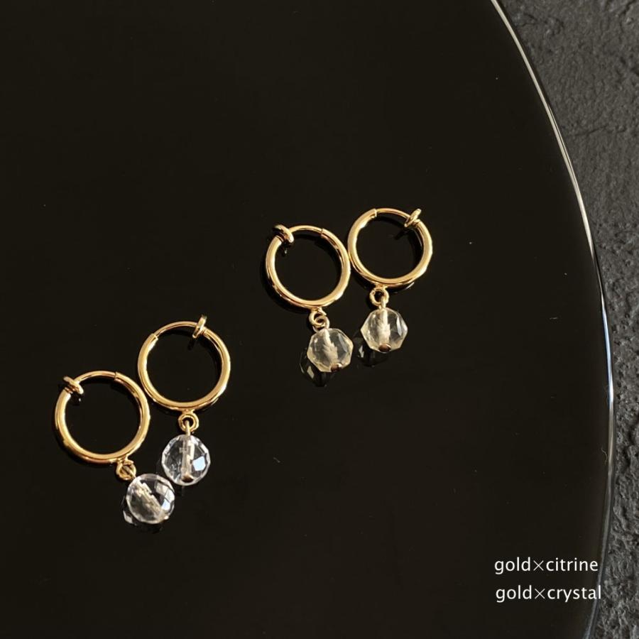 6mm 天然石 カットラウンド ピアス イヤリング 10タイプ ニッケルフリー K14GP |  | 06