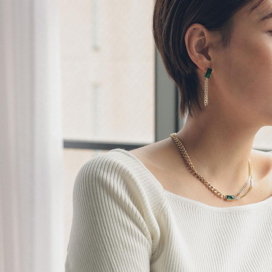 ステンレス レクタングル バックチェーン ピアス トレンド グリーン 緑 みどり 316 サージカル バックキャッチ |  | 07