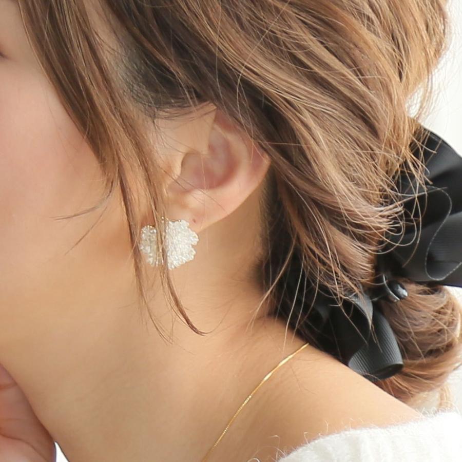 Flowerブーケロンホワイトビジューピアス / イヤリング |  | 02