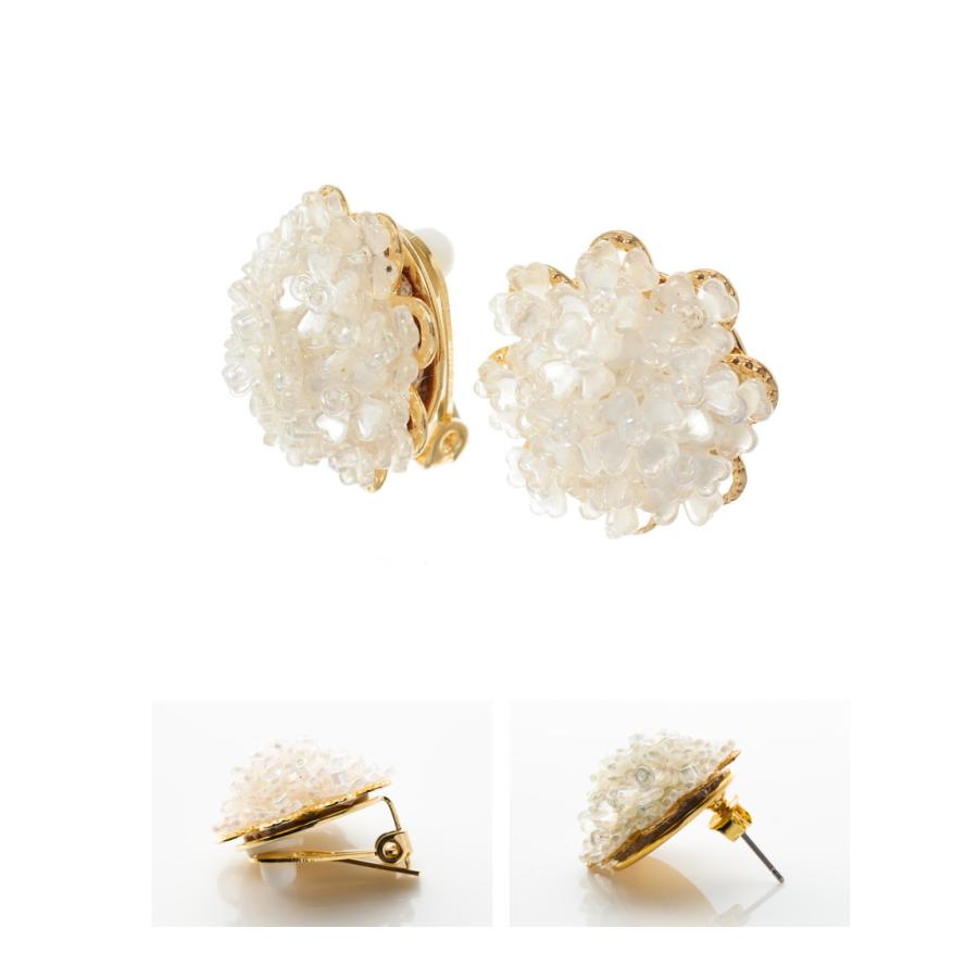 Flowerブーケロンホワイトビジューピアス / イヤリング |  | 04