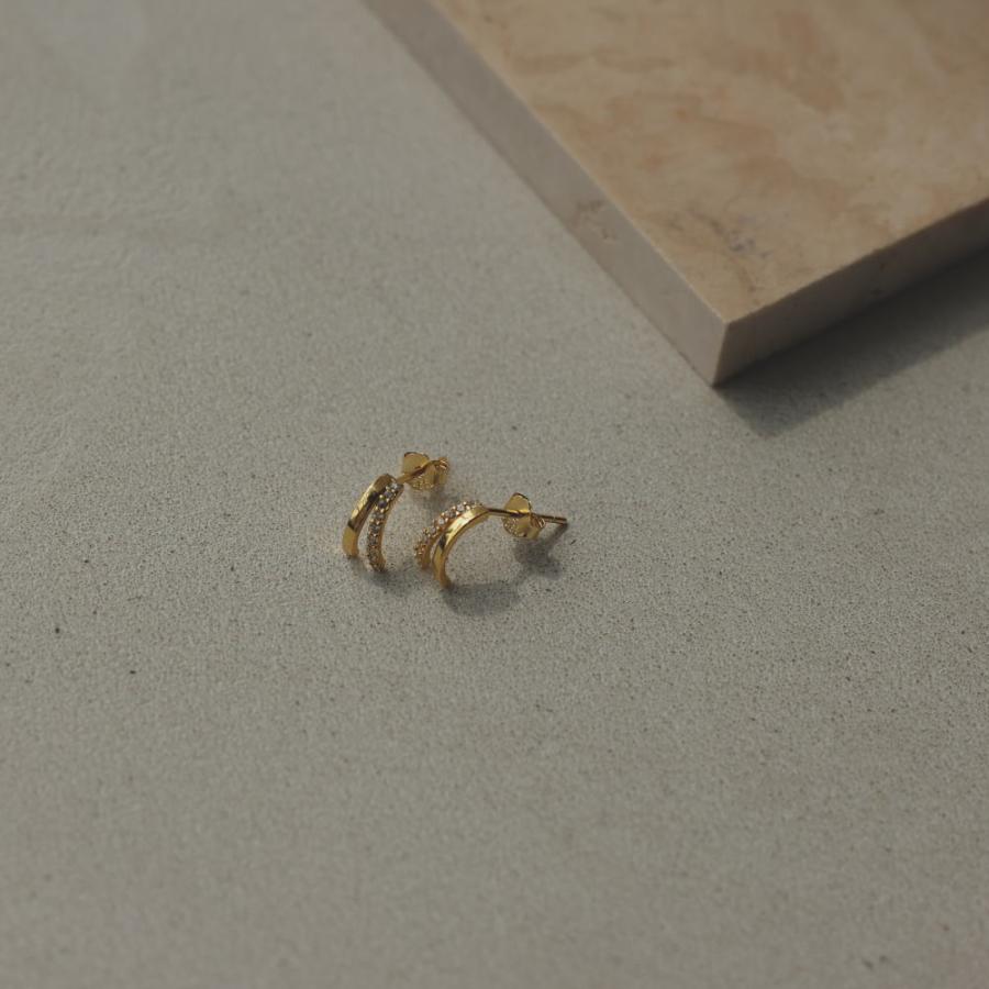 silver925 ダブル カーブライン ピアス イヤリング キュービックジルコニア 上品 オフィス デイリー 小さめ ミニ 弓 |  | 03