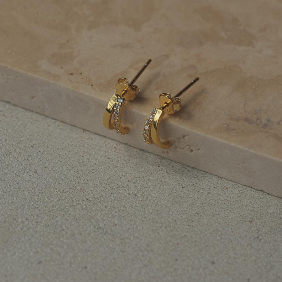 silver925 ダブル カーブライン ピアス イヤリング キュービックジルコニア 上品 オフィス デイリー 小さめ ミニ 弓 |  | 05