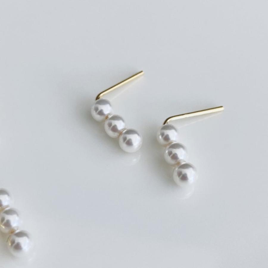 トレスパール ピアス イヤリング ノンホール 小粒 ホワイトパール