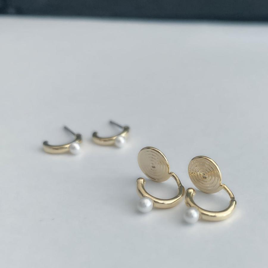 mic ミクパール ピアス イヤリング K14GP シルバー925 フープ オフィス ノンホールピアス 細み 華奢 お仕事コーデ |  | 05