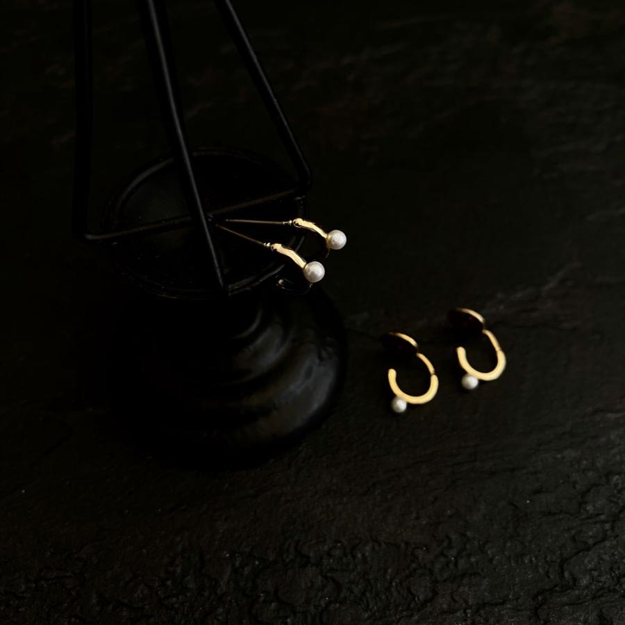 mic ミクパール ピアス イヤリング K14GP シルバー925 フープ オフィス ノンホールピアス 細み 華奢 お仕事コーデ |  | 07