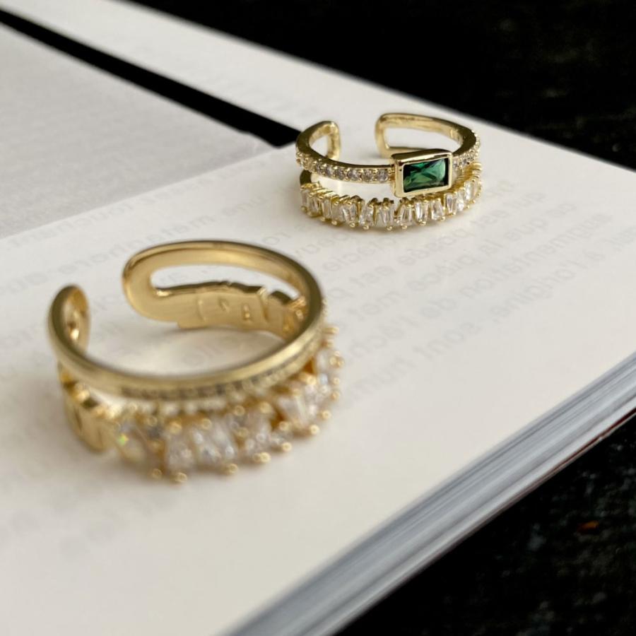 フリーサイズ リング ダブルライン キュービックジルコニア グリーン クオーツ クリア 8号 9号 10号 11号 12号 13号 14号 15号 16号 |  | 01