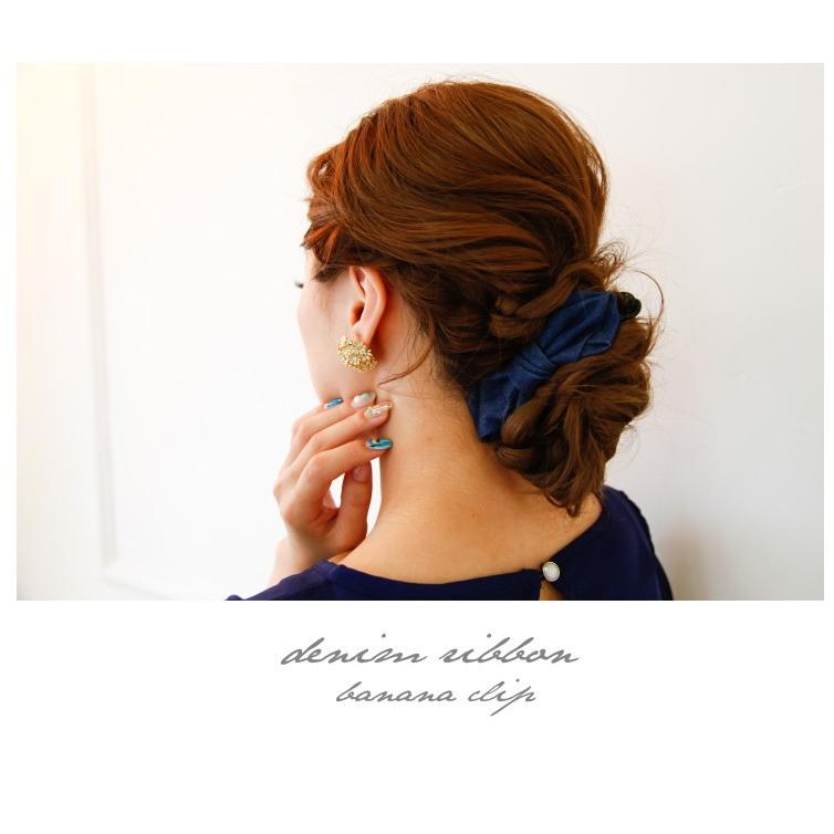 デニムリボンバナナクリップ ブルー/ライトブルー |  | 01