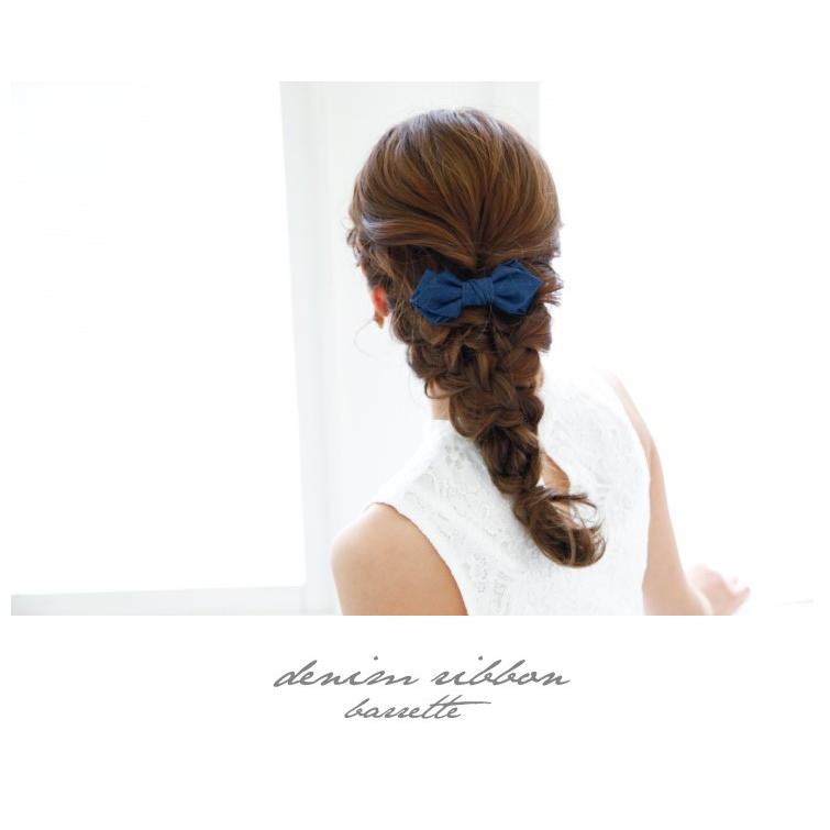 デニムリボンバレッタ　ブルー/ライトブルー |  | 01