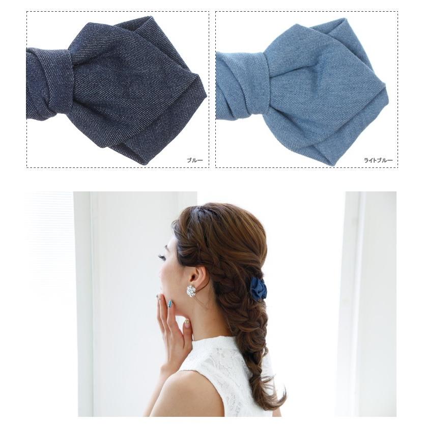 デニムリボンバレッタ　ブルー/ライトブルー |  | 03