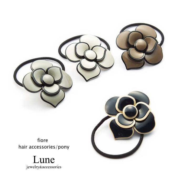 バイカラー フラワーヘアポニー ヘアゴム ローズ 薔薇 ポニー | 