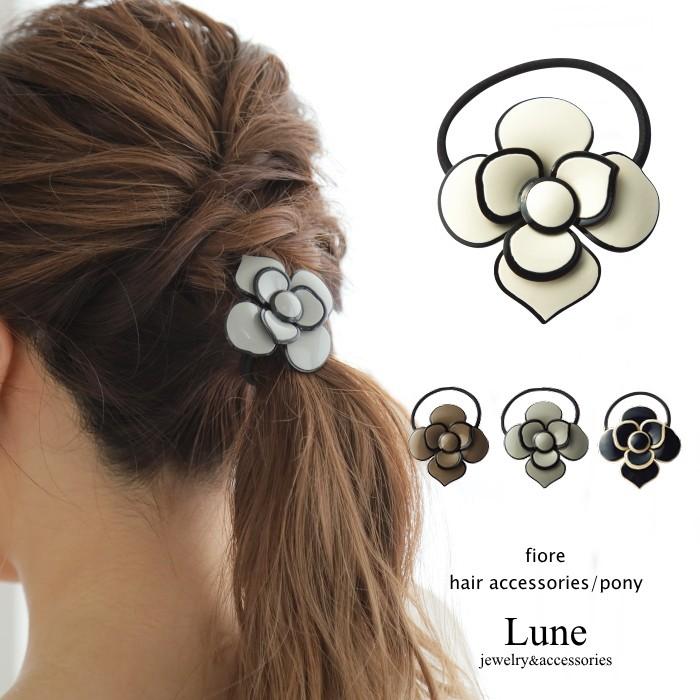 バイカラー フラワーヘアポニー ヘアゴム ローズ 薔薇 ポニー |  | 01