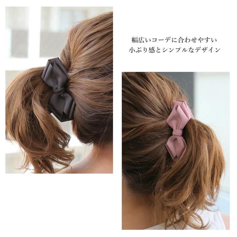 ダブル グログランリボン バナナクリップ ヘアアクセ