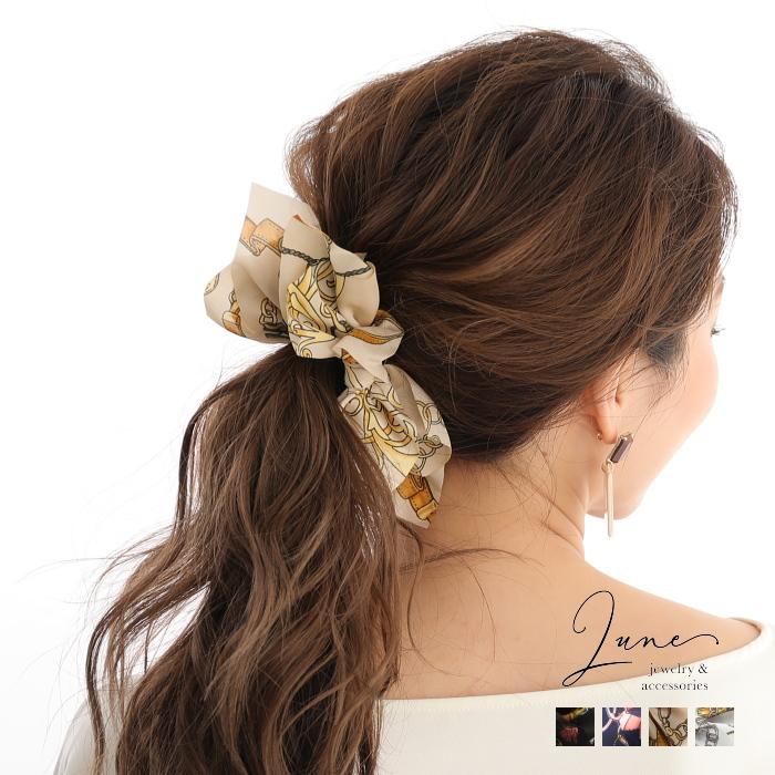 スカーフ柄 エアリー リボンバナナクリップ クラシカル | 