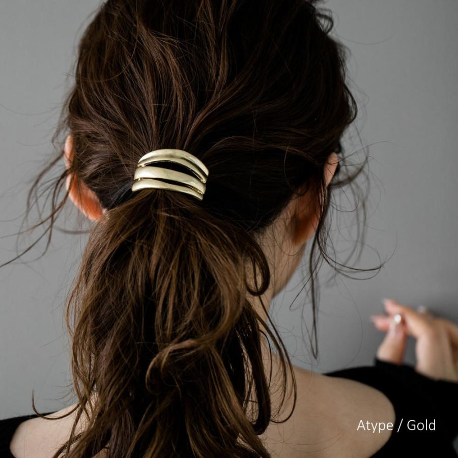 変形ライン アンティーク調 メタル ポニーフック ヘアゴム付き ヘアカフ ヘアーカフ |  | 04