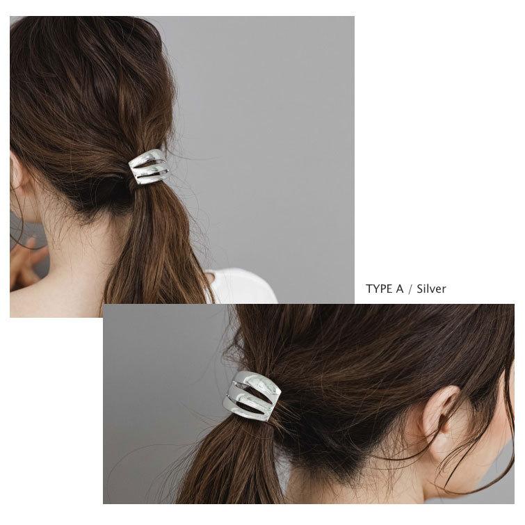 [2タイプ] メタルライン ポニーフック ヘアカフ 変形 ライン プレート |  | 09