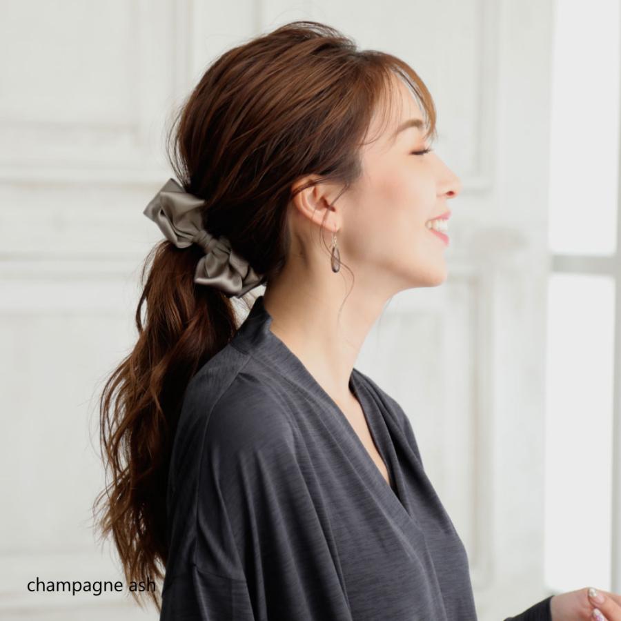 2色 サテンリボン バナナクリップ カール くすみカラー アッシュ ヘアアクセサリー |  | 03