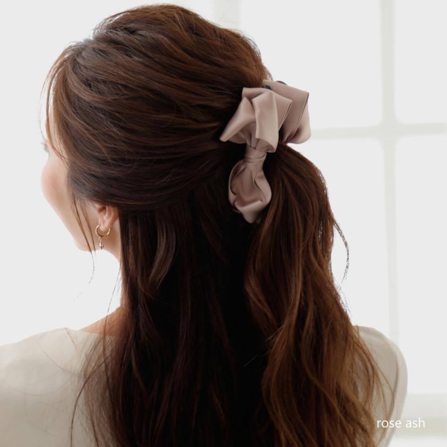 2色 サテンリボン バナナクリップ カール くすみカラー アッシュ ヘアアクセサリー |  | 04