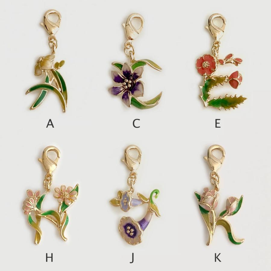 フラワー イニシャル バッグチャーム キーチェーン キーリング 3点セット アルファベット 12種類 キーホルダー |  | 09