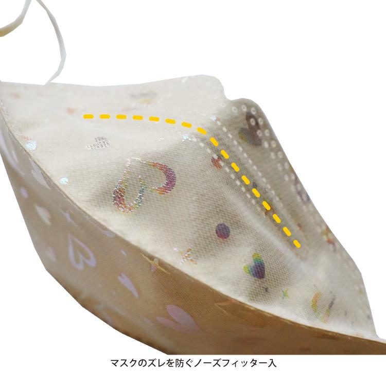 マスク 不織布 おしゃれ チュール レースマスク 3D 立体マスク ラメ オーロラ 人気 柄 リボン 蝶 流れ星 ハート 5枚入 |  | 03