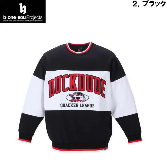 大きいサイズ キングサイズ ビッグサイズ メンズ b one soul DUCK DUDE切替 クルーネック スウェット（メーカー取寄）ビーワンソウル 3L 4L 5L 6L トレーナー | B ONE SOUL | 14