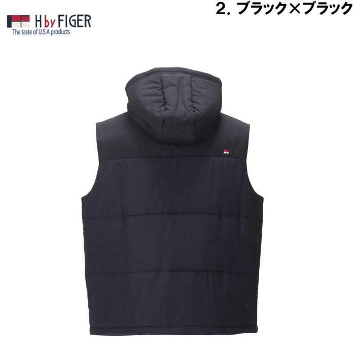 H by FIGERの切替中綿ベスト【8L】 大きいサイズ メンズ H by FIGER-切替中綿ベスト（メーカー取寄