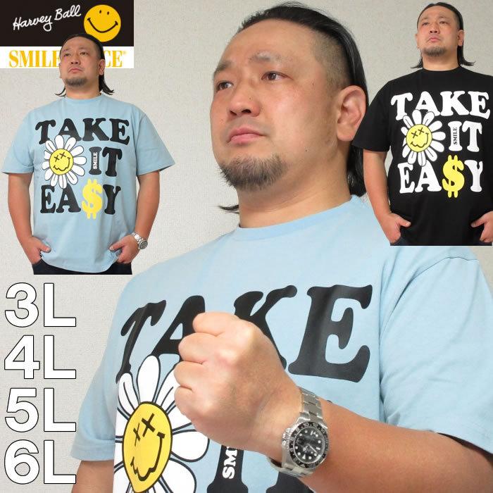 大きいサイズ メンズ SMILEY FACE-フラワースマイル半袖Tシャツ（メーカー取寄）スマイリーフェイス 3L 4L 5L 6L | SMILEY FACE