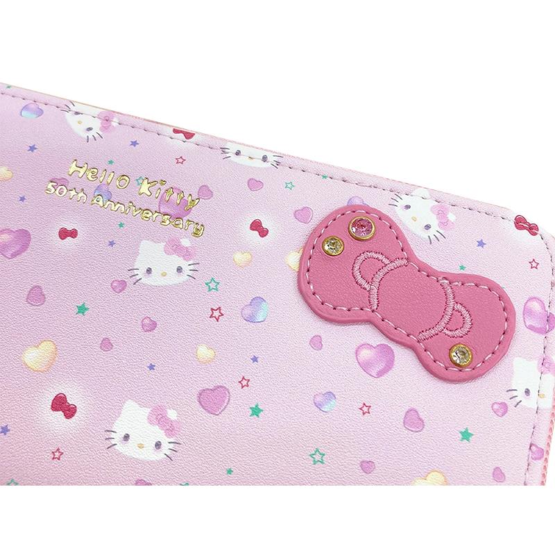 サンリオ♡キティ 50周年 アニバーサリーショップ 長財布 ピンク ハローキティ サンリオ ハローキティ50周年 ラウンド長財布 総柄