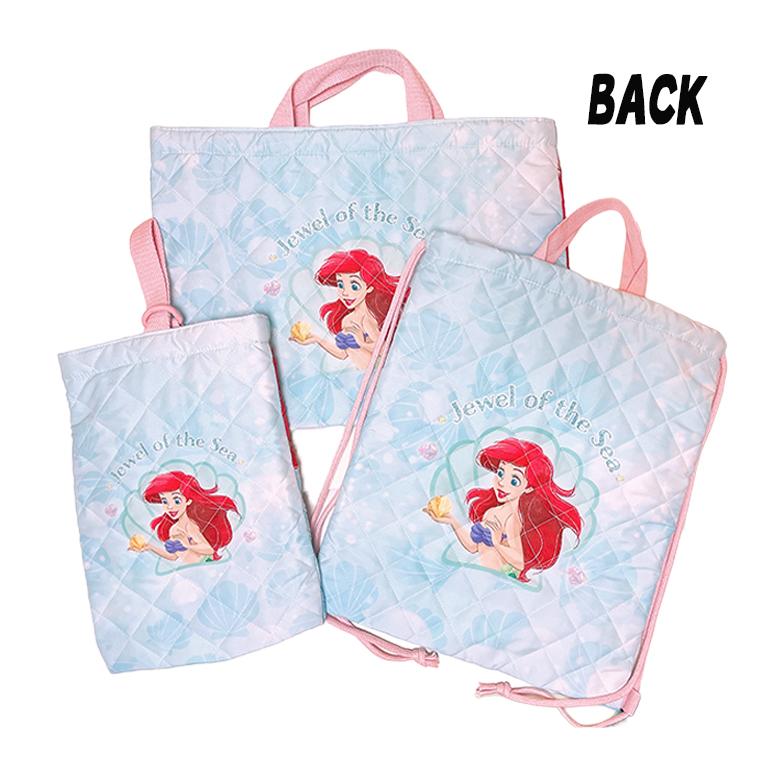 ディズニープリンセス アリエル キルトバッグ3点セット レッスンバッグ/ナップサック/シューズバッグ サックス 04 | ディズニープリンセス | 01