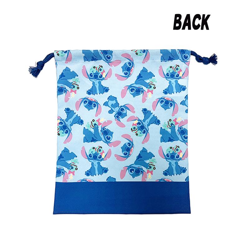 リロ＆スティッチ Disney ディズニー 総柄 巾着 単品 中/M ブルー 衣類
