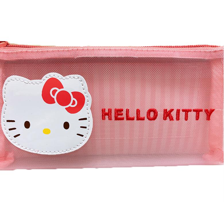 ✨平成レトロ、貴重✨サンリオ　キティ　キティちゃん　ペンケース　スリムポーチ ハローキティ サンリオ メッシュスリーポケットポーチ レッド 推し