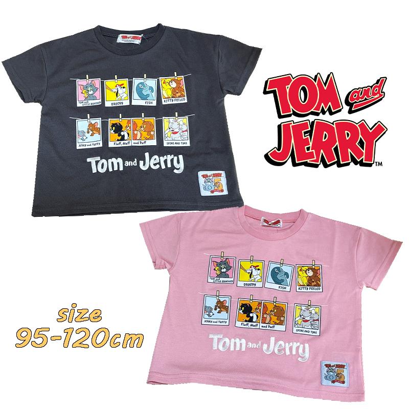 トムとジェリー トムジェリ 集合柄 ロゴ刺繍 半袖Tシャツ