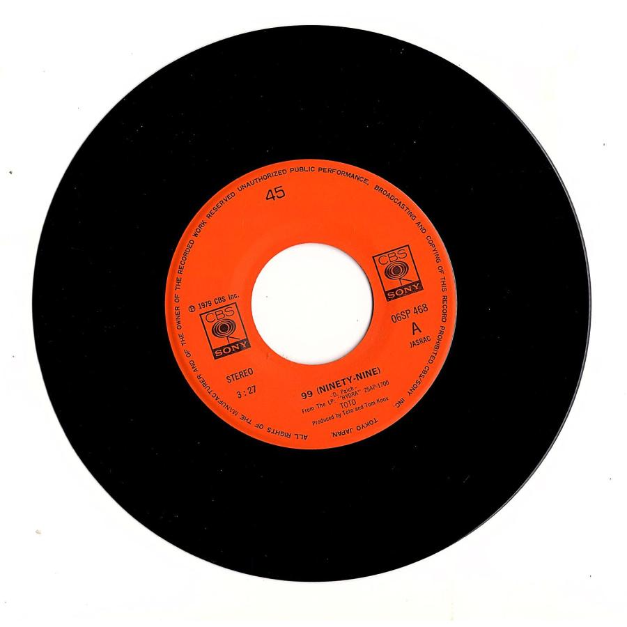 ◆EP/7’’シングルレコード◆TOTO「99 /Hydra 」06SP 468 |  | 01
